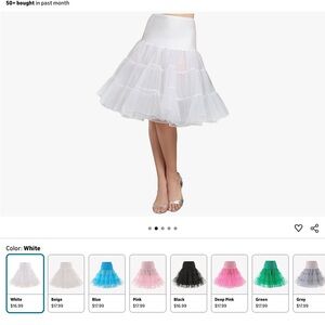 Women's Vintage 50s Rockabilly Petticoat 25.59" Length Tutu Underskirt